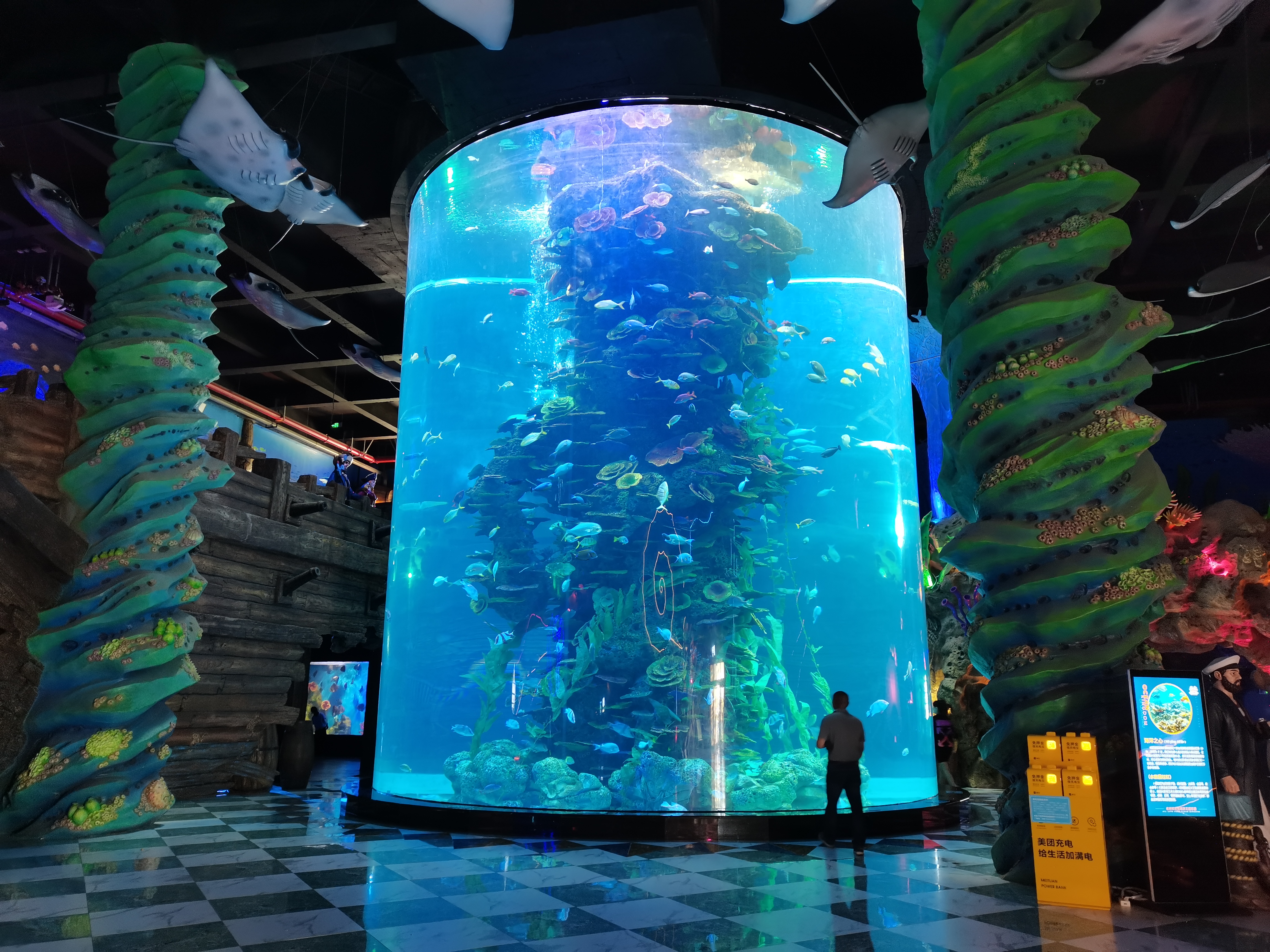 Цилиндричен акрилен аквариумски аквариум со филтрација-леју акрилик