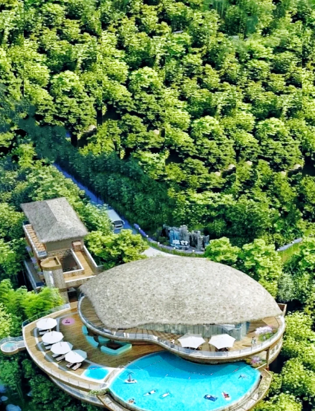 สระว่ายน้ำอะคริลิคอินฟินิตี้ของโรงแรม Liyang Tianmu Lake Zhuxigu